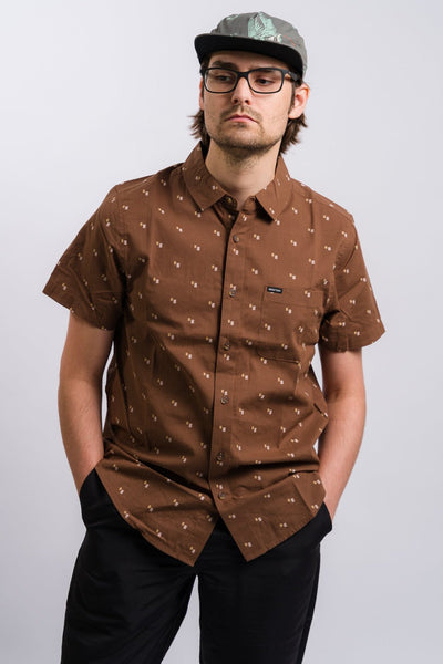 brown brixton short sleeve button-up