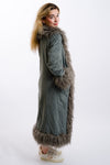 grey long sleeve faux suede afghan coat by daisy street