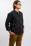 men's black dickies plaid long sleeve button-up shirt