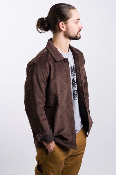 dark brown dickies corduroy button-up shirt