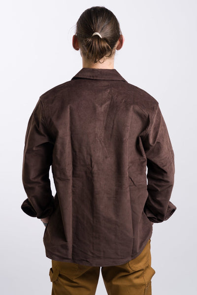 dark brown dickies corduroy button-up shirt