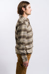 grey, brown and white dickies men's flannel button up shirt