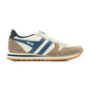 brown and tan gola men's daytona shoe with blue gola detail