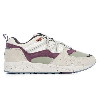 grey karhu men's shoe with maroon details