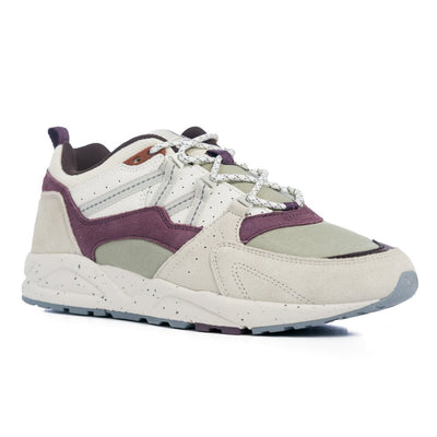 grey karhu men's shoe with maroon details