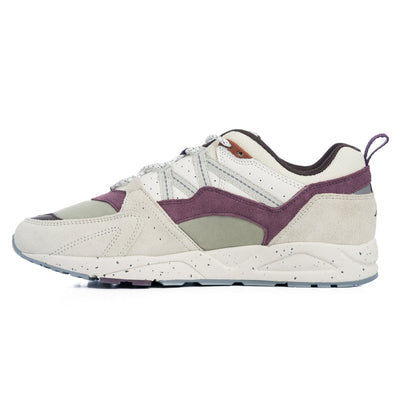 grey karhu men's shoe with maroon details