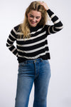 french inspired long sleeve black and white striped women's miou muse sweater