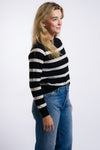 french inspired long sleeve black and white striped women's miou muse sweater