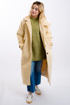 women's long tan belted duster overcoat from moon river