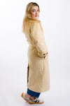 women's long tan belted duster overcoat from moon river