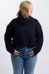 navy blue nia women's turtle neck knit sweater