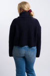 navy blue nia women's turtle neck knit sweater