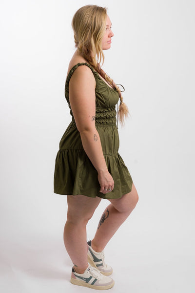 green sleeveless nia mini dress