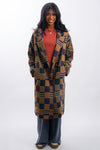 brown Native Youth women's Emrys Patchwork Longline Wool Coat 