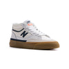 men's white new balance franky villani 417 with navy blue N and gum sole