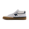 men's white new balance franky villani 417 with navy blue N and gum sole