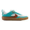 blue green and white nike sb kids day one skate shoe with gum sole and red swoosh