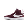 burgundy red nike high top with white sole