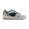 grey saucony men's shoe with green and navy blue details