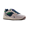 grey saucony men's shoe with green and navy blue details