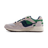 grey saucony men's shoe with green and navy blue details