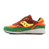 green, orange, red and yellow men's saucony fall foliage shadow 6000 with black speckled grey sole