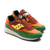 green, orange, red and yellow men's saucony fall foliage shadow 6000 with black speckled grey sole