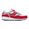 red and white saucony shadow 6000 men's comfort shoe with a white sole