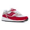 red and white saucony shadow 6000 men's comfort shoe with a white sole