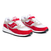 red and white saucony shadow 6000 men's comfort shoe with a white sole