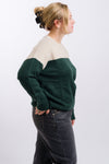 two tone tan and green women's sweater