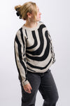 grey and black swirl women's sweater