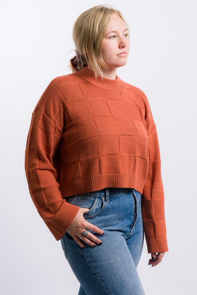 mono orange Vans Cammile Checkered women's Pullover Sweater