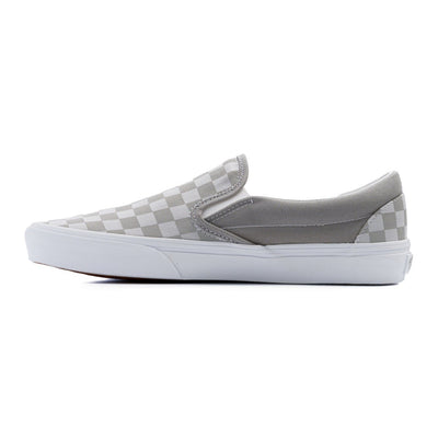 grey and grey checkerboard vans women's slip-on shoes with white sole