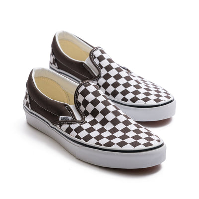 dark brown and white checkerboard vans men's shoes with white sole