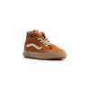 brown toddler vans mte sk8-hi with zipper back, brown sole and white sidestripe