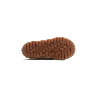 brown toddler vans mte sk8-hi with zipper back, brown sole and white sidestripe