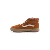 brown toddler vans mte sk8-hi with zipper back, brown sole and white sidestripe