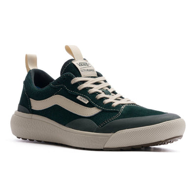 dark green men's vans mte ultrarange sneaker with off white sole