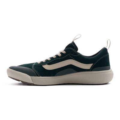 dark green men's vans mte ultrarange sneaker with off white sole