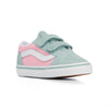 blue and pink toddler vans with velcro straps and white sole