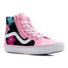 pink and black glitter vans toddler and kids sk8-hi zip-up with glitter flower detail and white sole