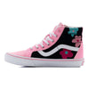 pink and black glitter vans toddler and kids sk8-hi zip-up with glitter flower detail and white sole