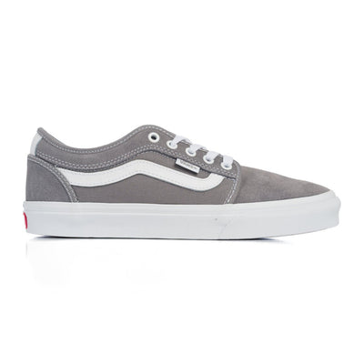 grey vans chukka men's sake shoes with white sidestripe and white sole