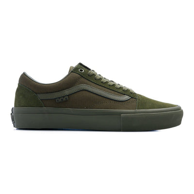 all dark green men's vans mono old skool