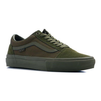 all dark green men's vans mono old skool