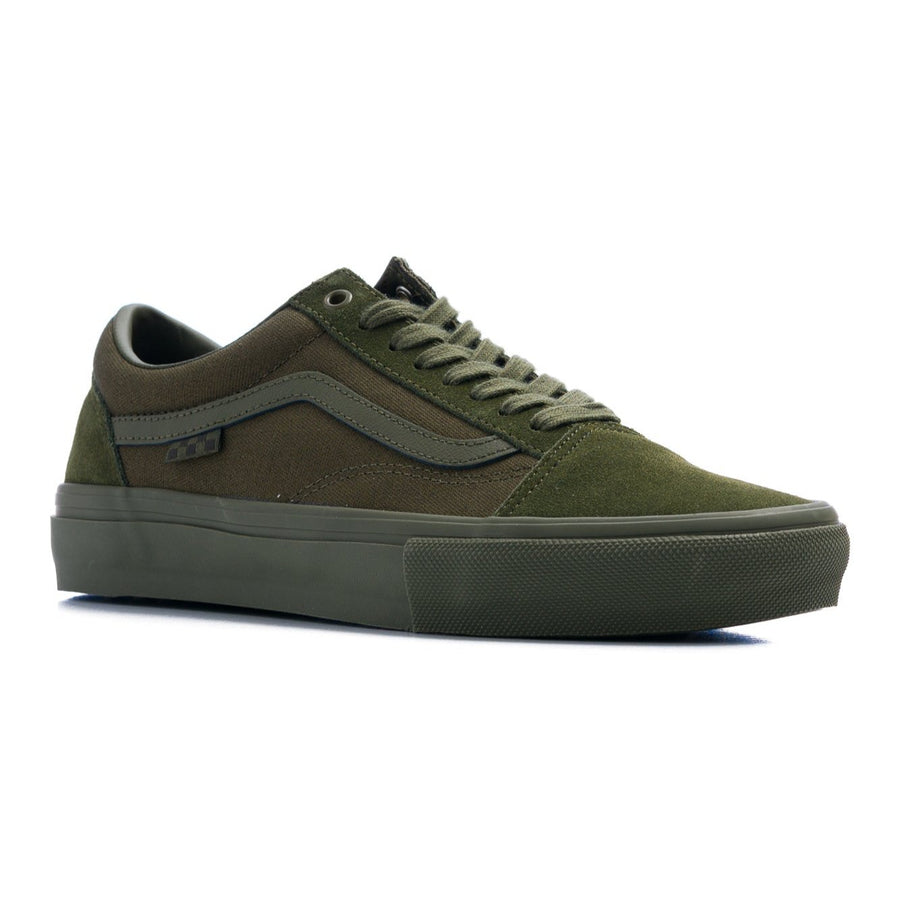 all dark green men's vans mono old skool