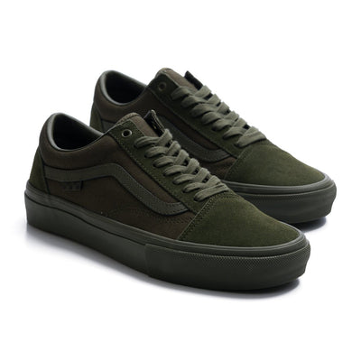 all dark green men's vans mono old skool