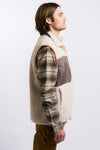 white and brown vans men's fleece zip-up vest with orange detail