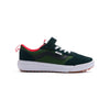 two tone green vans kids ultrarange 66 with red detail, velcro strap and white sole